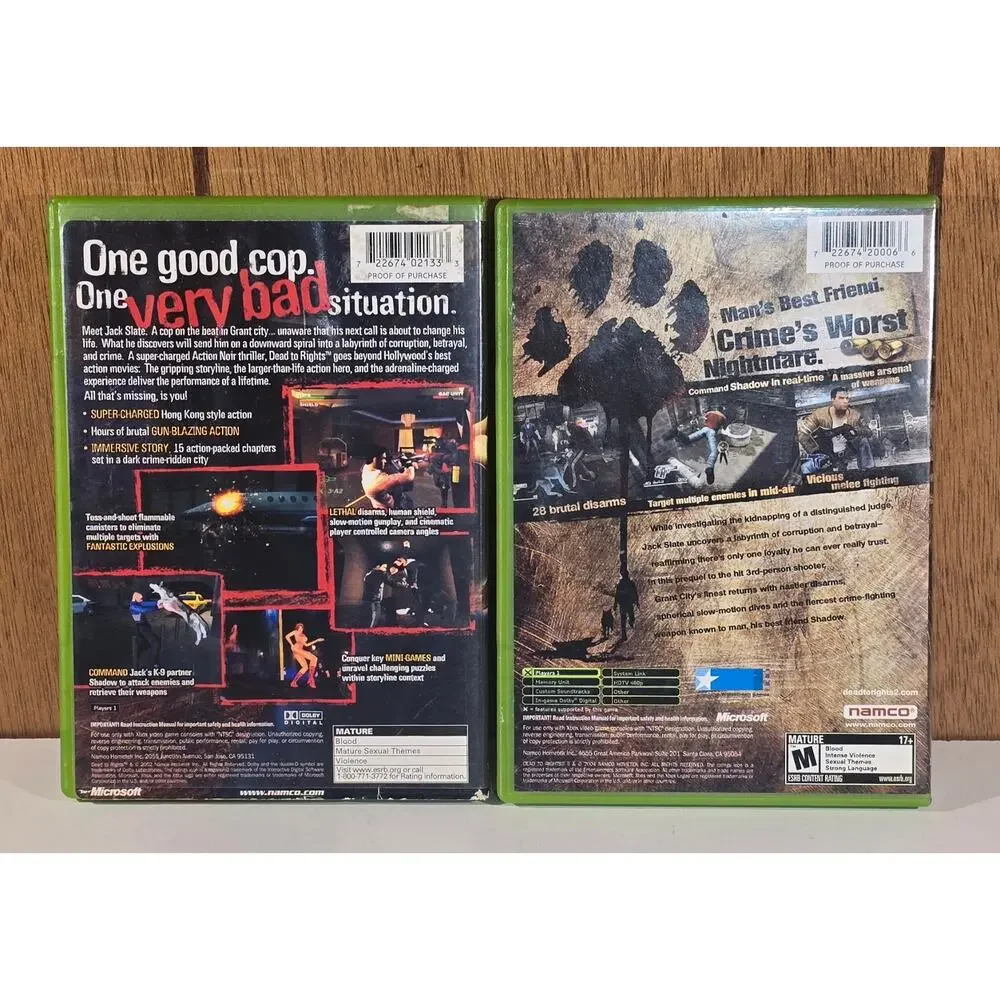 Dead to Rights I & Dead to Rights II Original Xbox Game Lot CIB Complete